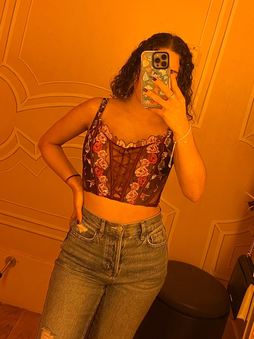 NWOT Victoria’s Secret Embroidered Floral Lace-Up Burgundy Bralette